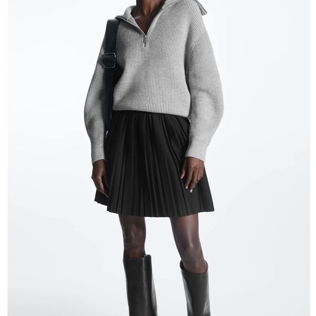 Cos Pleated Wool-Blend Mini Skirt